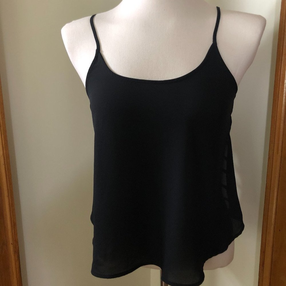 LUSH Women’s Sheer Black Camisole, Size Medium, Pre-Owned